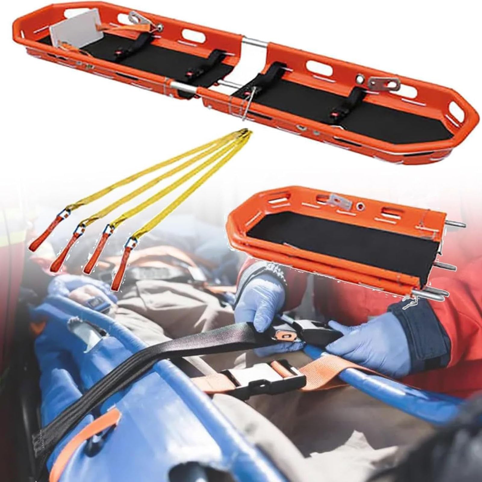 SGKOMN Folding Basket Stretche, Detachable Rescue Basket Stretcher, Portable Medical Emergency Patient Transport Stretcher,for Air/Sea/Mountain Rescue