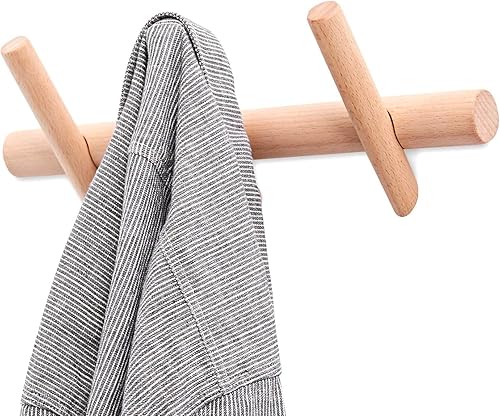 Miniatura 1 de Ganchos de madera para colgar en la pared, colgador de sombreros, colgador de pared, ganchos decorativos con clavijas para entrada, dormitorio, baño