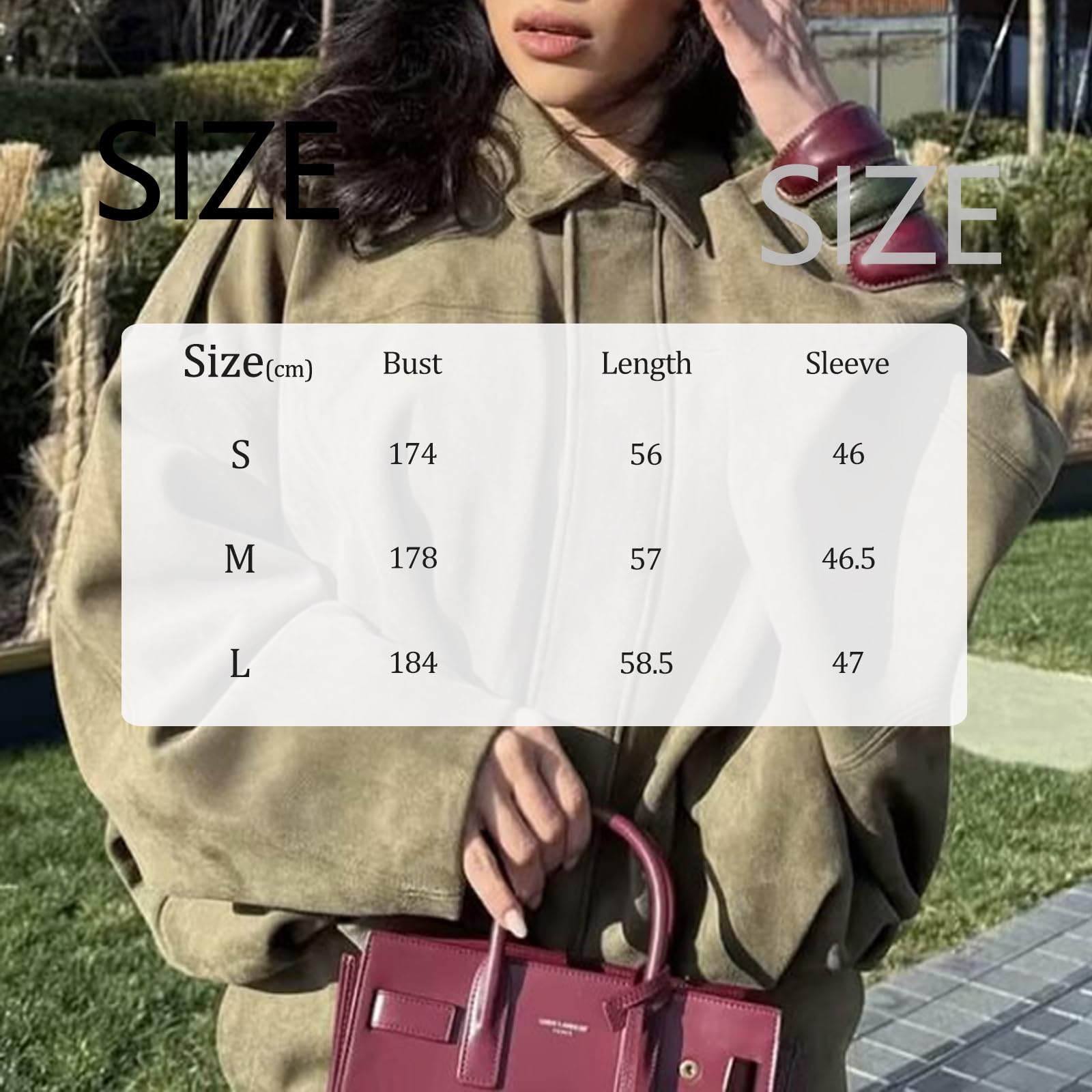 Generisch 2025 Womens Faux Suede Bomber Jacket Lapel Collar Zip Front Coat Long Sleeves Trendy Y2K Streetwear Outerwear