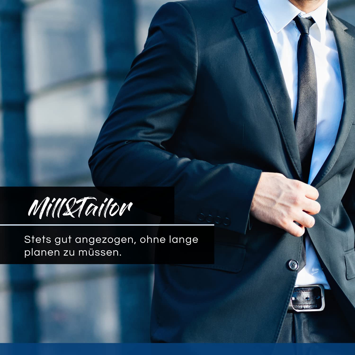 Mill&Tailor Herren Anzug in Dunkelgrau mit Streifen I Modern & sportlich I Sakko & Anzughose I 2-teiliger Anzug für Männer I Übergrößen gerechte Passform I Jackett & Hose für Herren