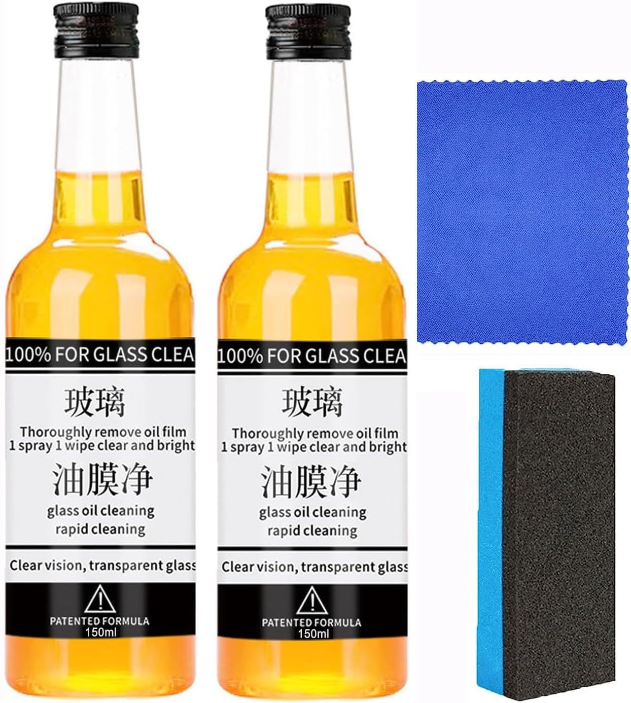 Removedor de Filme de Óleo para Vidros - Limpador de Para-brisa de Carro, Limpeza de Manchas de Óleo em Vidros, Limpador de Vidros para Casa e Carros (2pcs, 150ml)