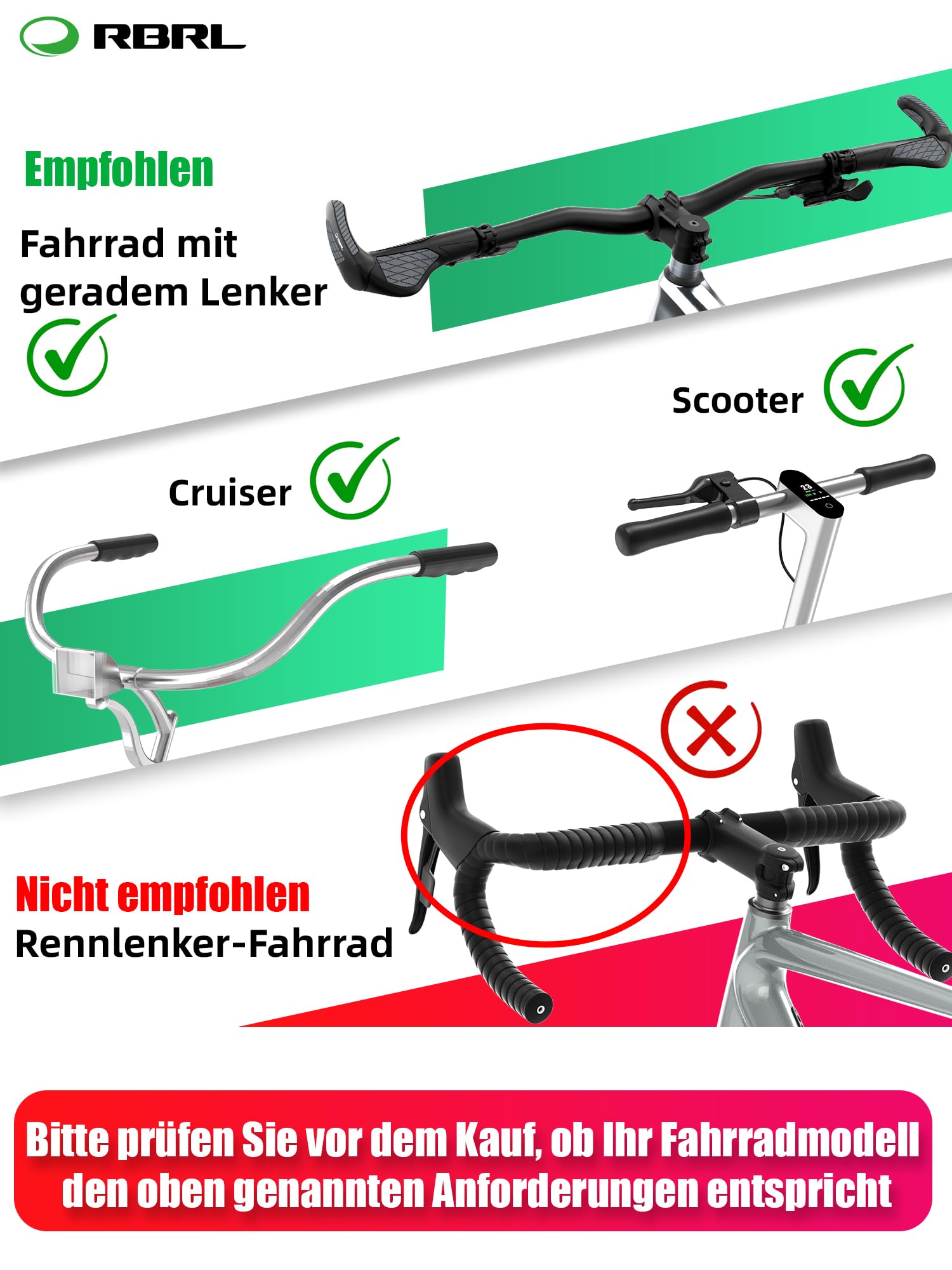 RBRL Fahrradspiegel | 3D Verstellbar für Panorama Sicht | 360° Dreh- & Einklappbar | Bruchfestes Echtglas Rückspiegel | Langlebig Kompakt Lenker Spiegel für Fahrrad, Ebike (Links)