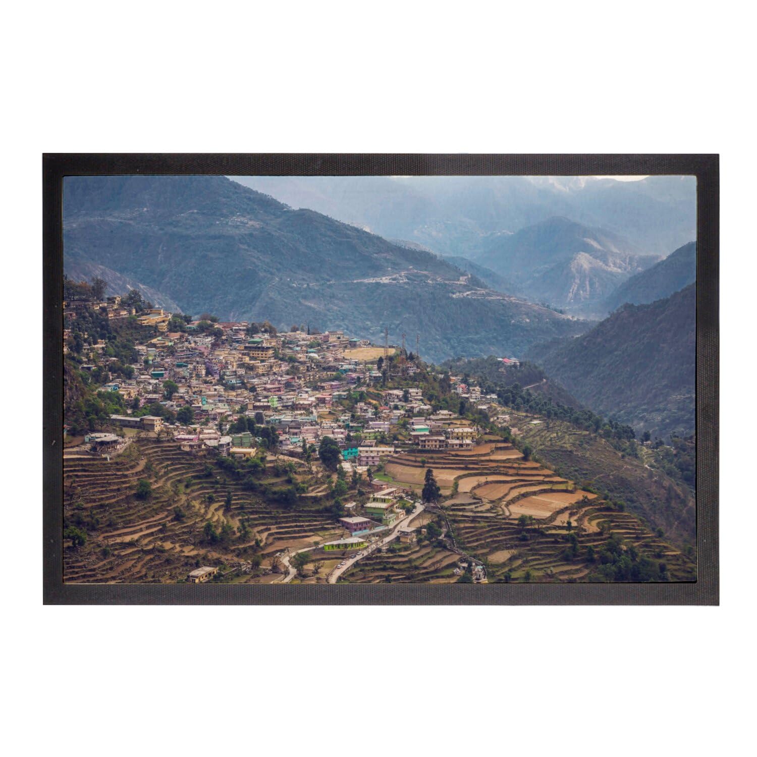 Paillasson de prestige Badrinath Himalayas tapis d'entrée d'exception motif Inde 75x50cm