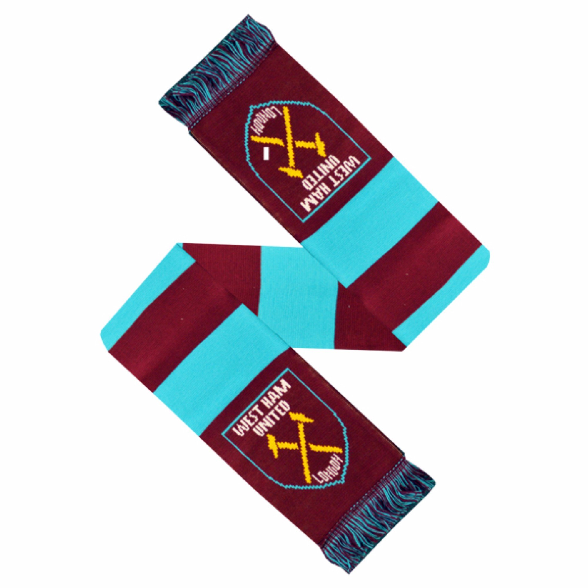 West Ham United FC Official Crest Design Bar Scarf (One Size) (Claret/Blue)
