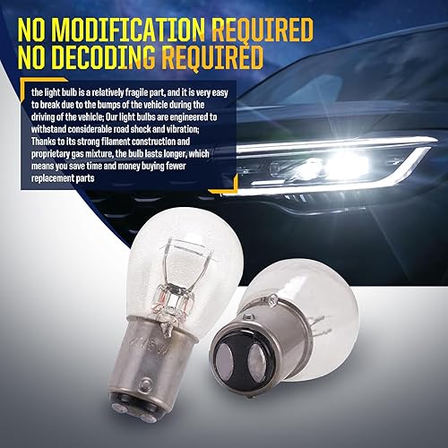 Miniatura 6 de gunhunt 10 bombillas de freno de automóvil, 1141 12 V de repuesto de luz trasera superbrillante, luz trasera de 21 W, ángulo plano BA15S, luz de