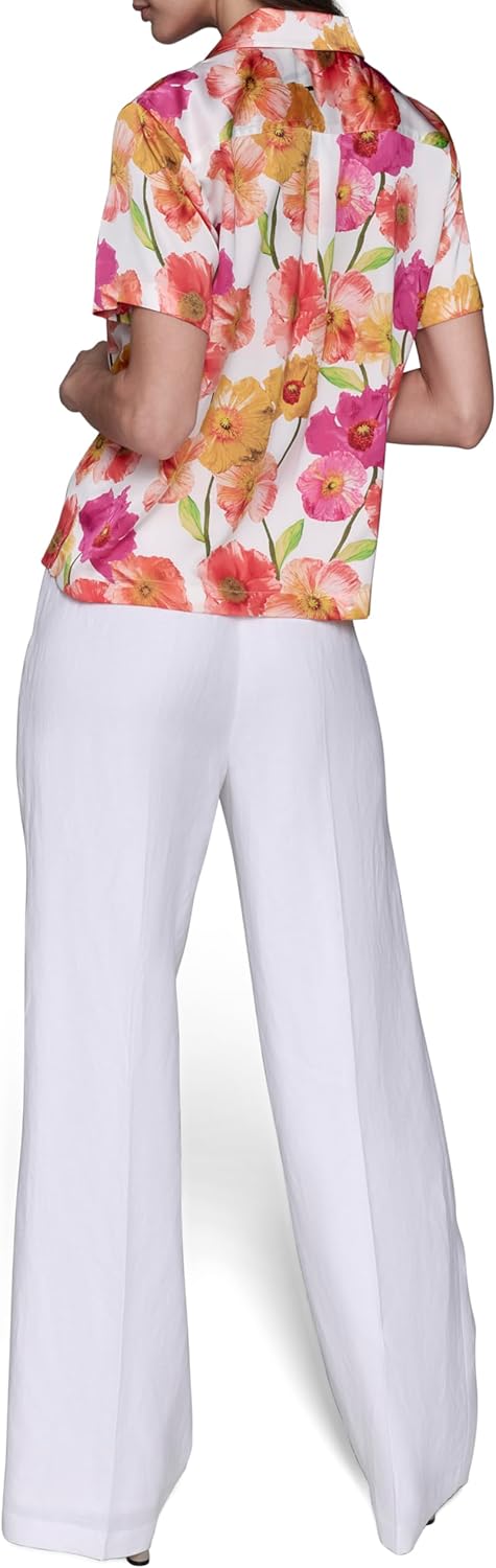 Karl Lagerfeld Womens Short Sleeve Printed Button Down - Image 4