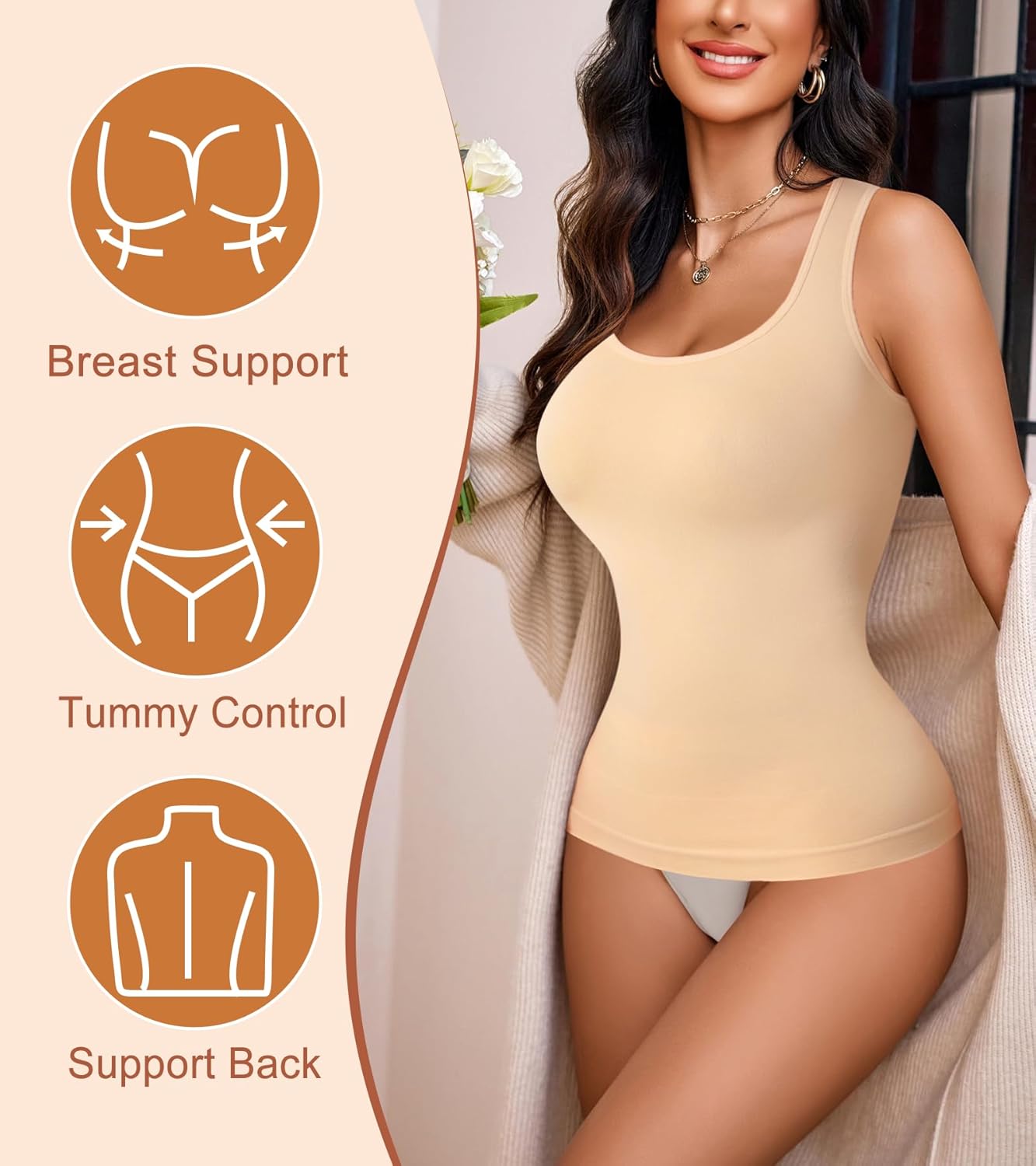 Shapewear Tank Tops for Women Tummy Control Camisole Compression Tanks Top Cami Slimming Body Shaper - Image 4