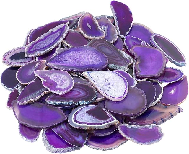 KYEYGWO 10 Pcs Polished Agate Geode Slices Stone for Home Decoration, Irregular Healing Crystals for Jewelry Making, Place Cards for Weddings