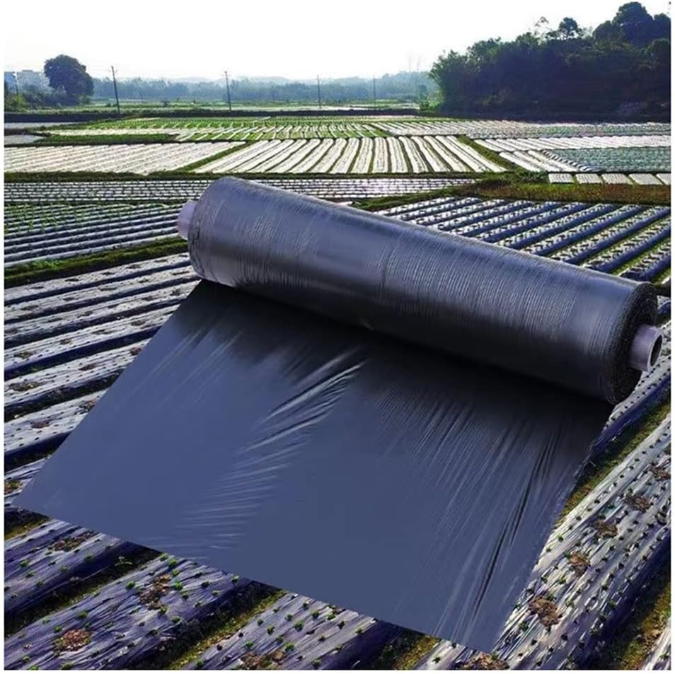CHALKE Mulch, Agriculture Weeding Mulch, 0.8m Width Thicken 0.01mm Vegetable Greenhouse Strawberry Plastic Film Plants Grow Black (Color : Width 0.8M x 30M)