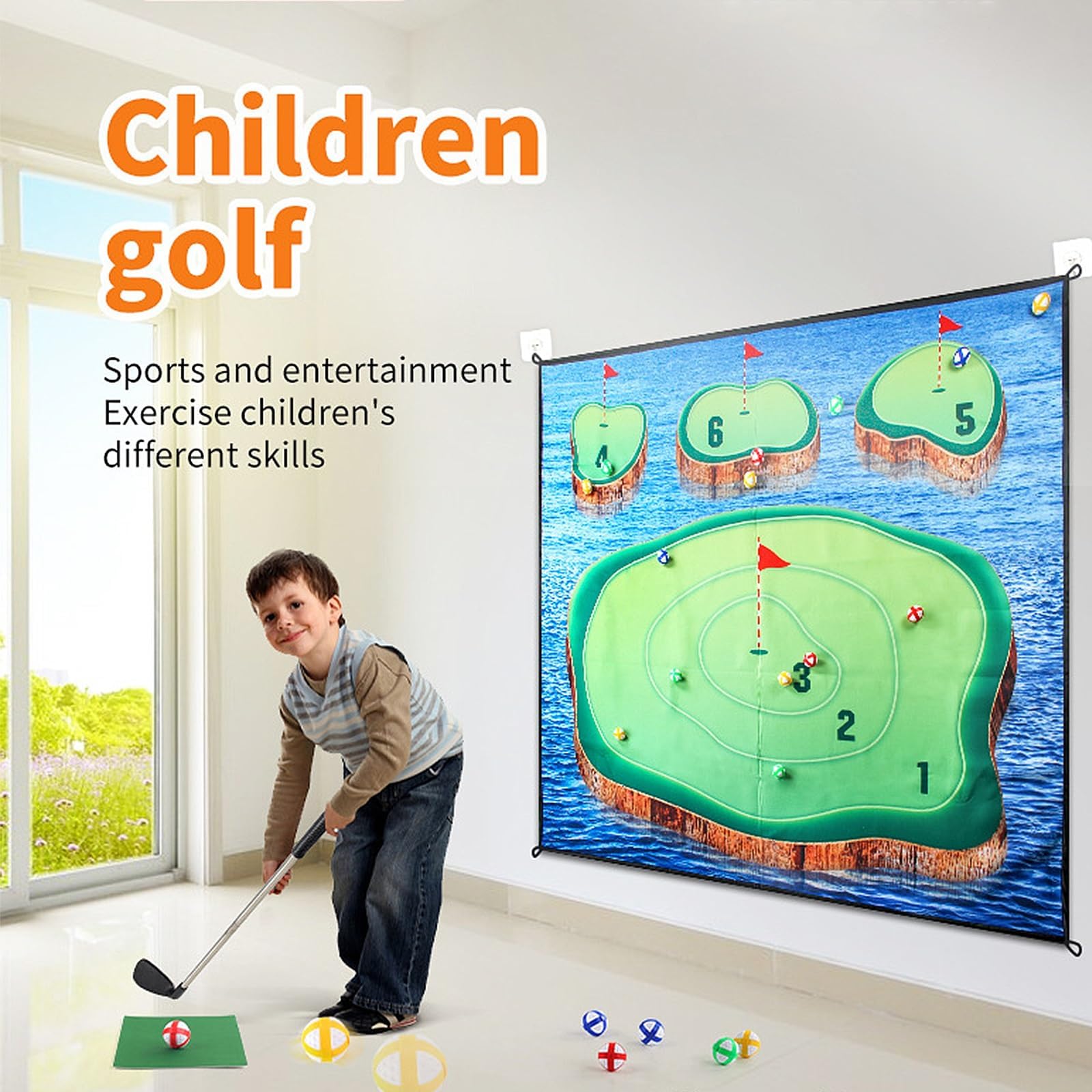 Set da Gioco di Golf Battle Royale, con 20 Palline da Golf Che Scheggiano Il Tappetino da Gioco da Golf, Tappetino da Golf, Mazze da Golf, per Interni ed Esterni