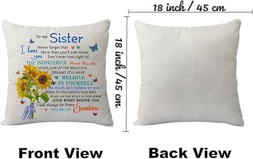 Miniatura 2 de Funda de almohada para hermanas, regalo inspirador para hermana y hermano, regalo inspirador para mi hermana, nunca olvides que te amo, funda de