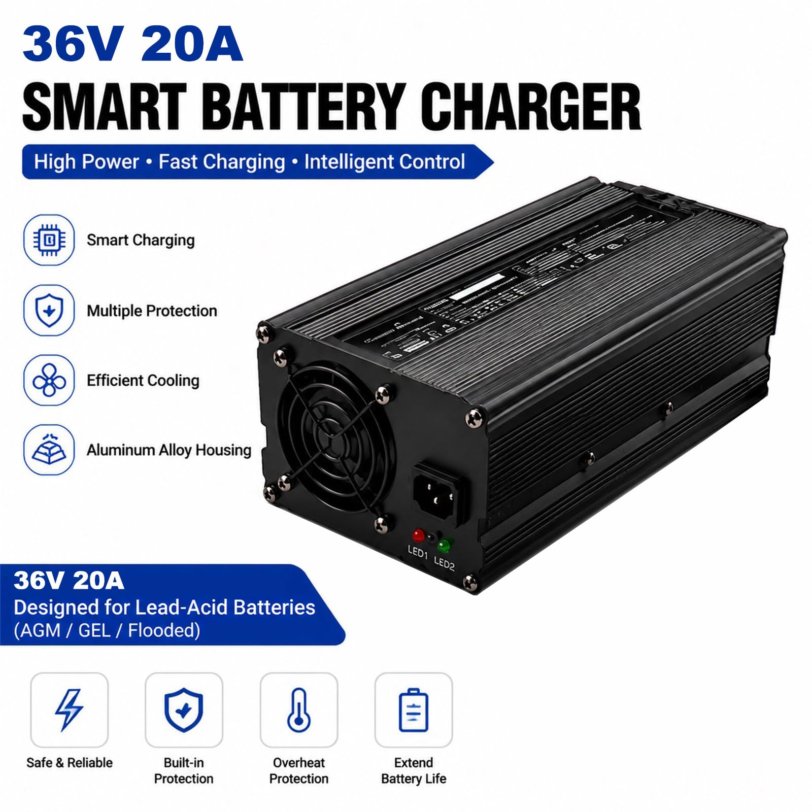 Chargeur De Batterie pour Chariot Élévateur 36 V 20 A