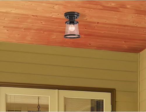 Miniatura 7 de Westinghouse Lighting 6113000 Emma Jane - Lámpara de techo semiempotrada para exteriores, estilo vintage, 7 pulgadas, acabado de bronce ámbar,