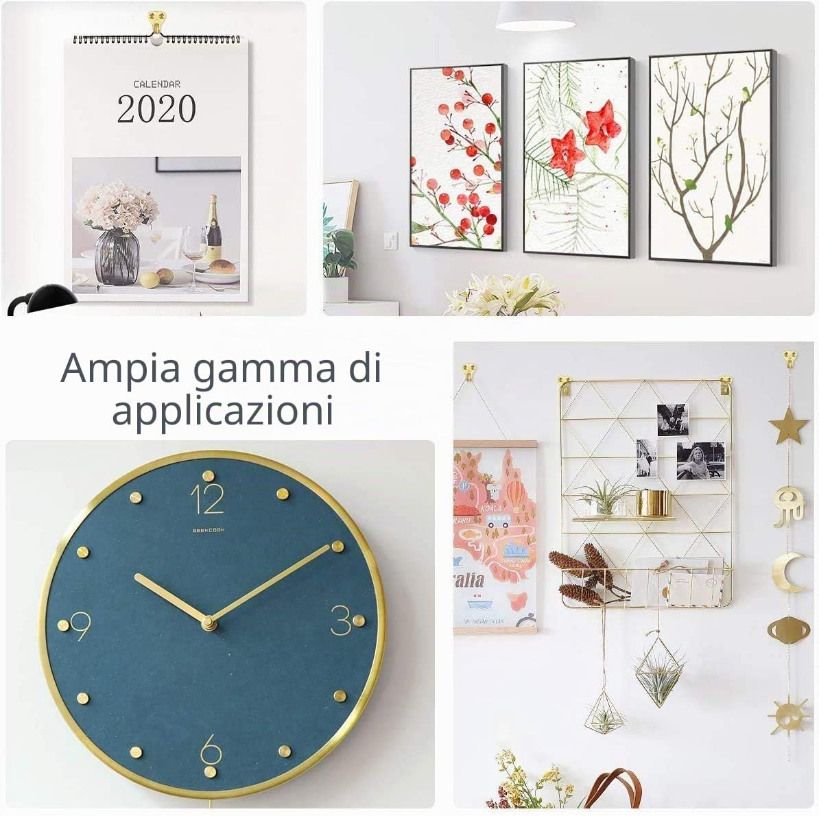 ganci per cornici con chiodi, resistenti e versatili, ganci da parete in metallo per appendere foto, specchi, decorazioni (20pcs)