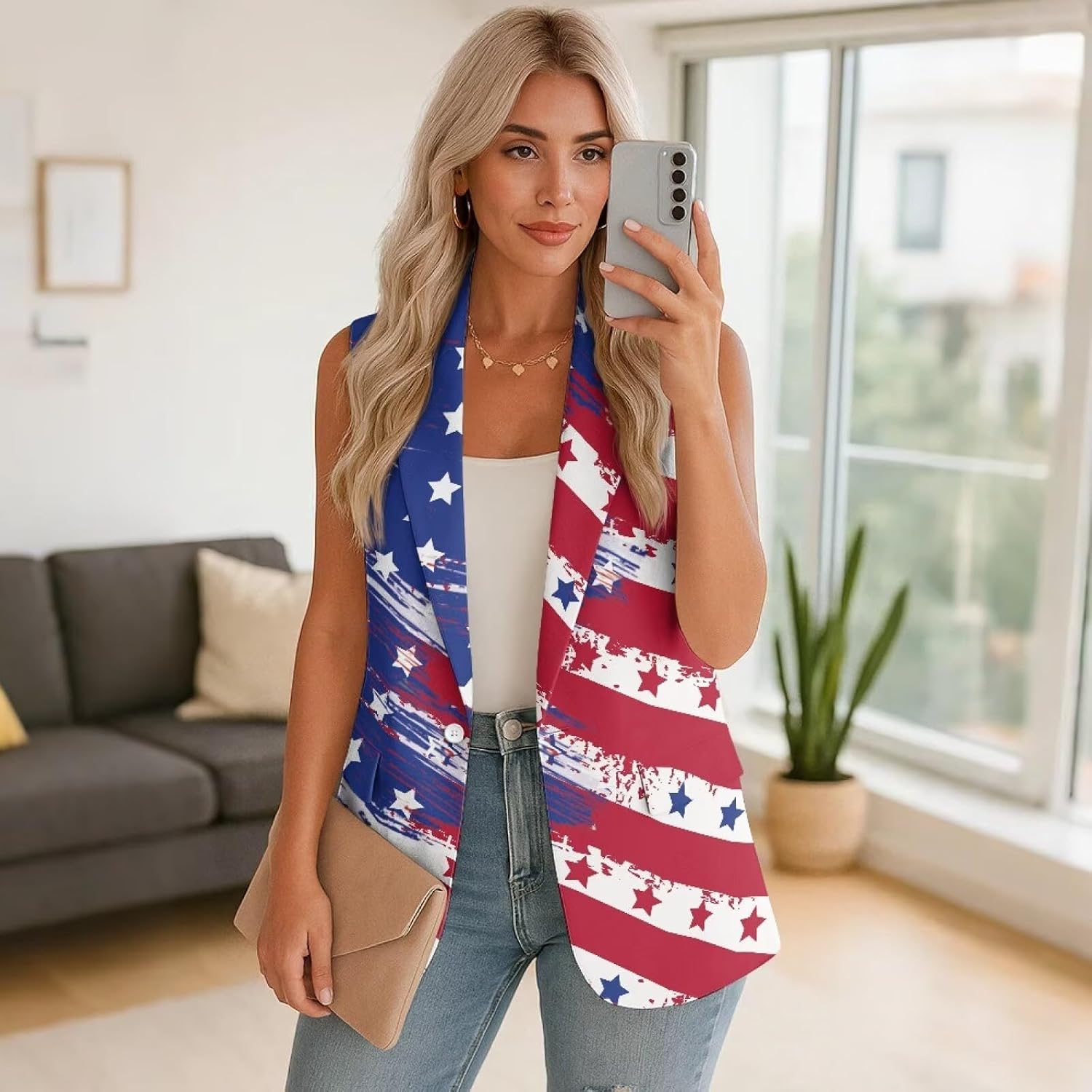 Vest for Women Trendy Casual Sleeveless Open Front Blazers Lapel Collar Suit Vests Top Pocket Work Office Outfit