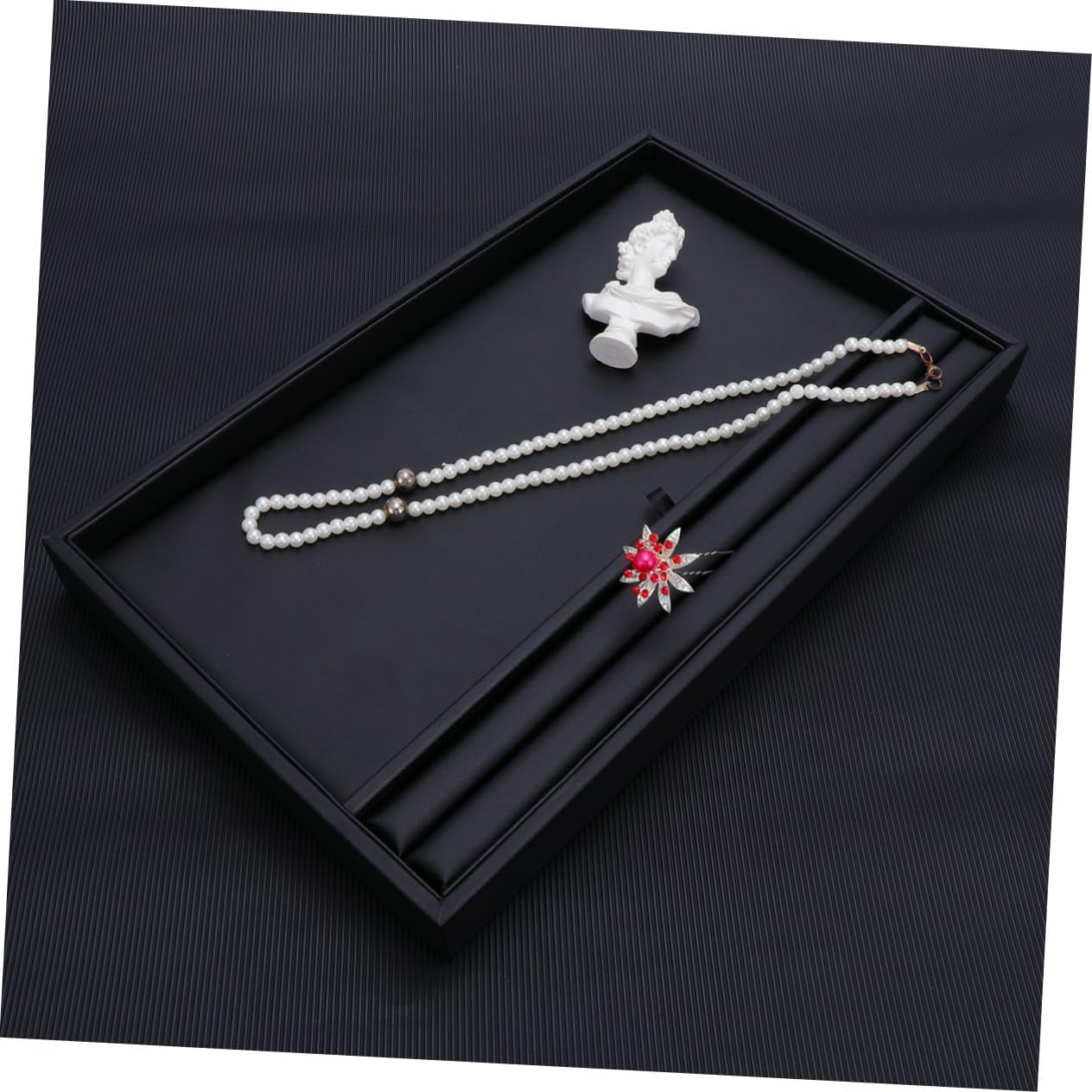 PU Leather Jewelry Tray Organizer Necklace Ring Display image 5