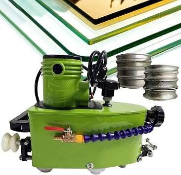 Electric Glass Edging Machine for Corner Grinding - Portable DIY Polishing Machine with 8 Diamond Wheels for Plane, Curve & Rounded Edges