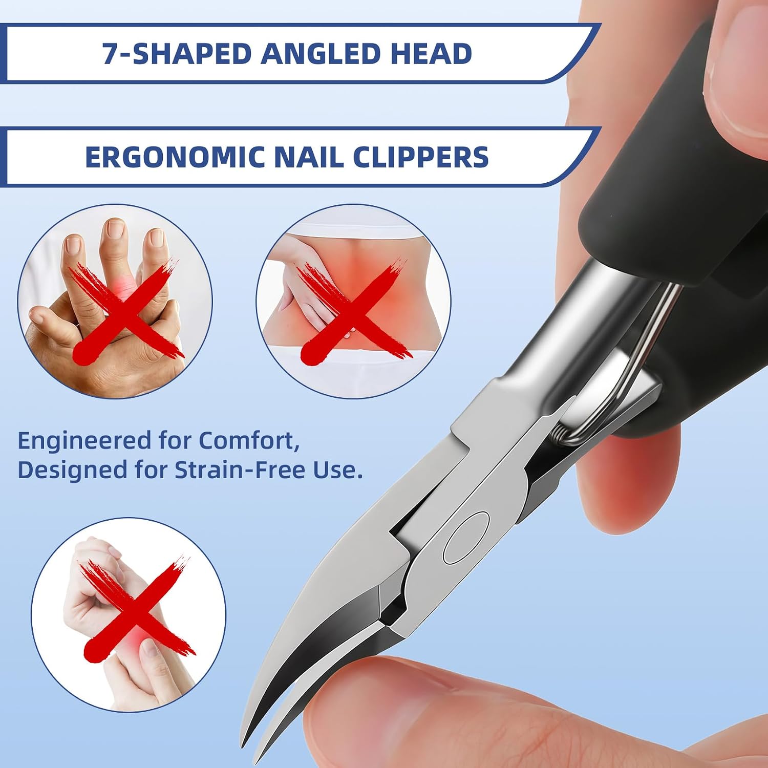 Toenail Clippers for Seniors Thick Toe:Wide Opening, Sharp Heavy Duty Ingrown, Toe Nail Clippers Nail Cutter Long Handle with Slanted Blade,5Pcs Large Toenail Cutters Set for Men