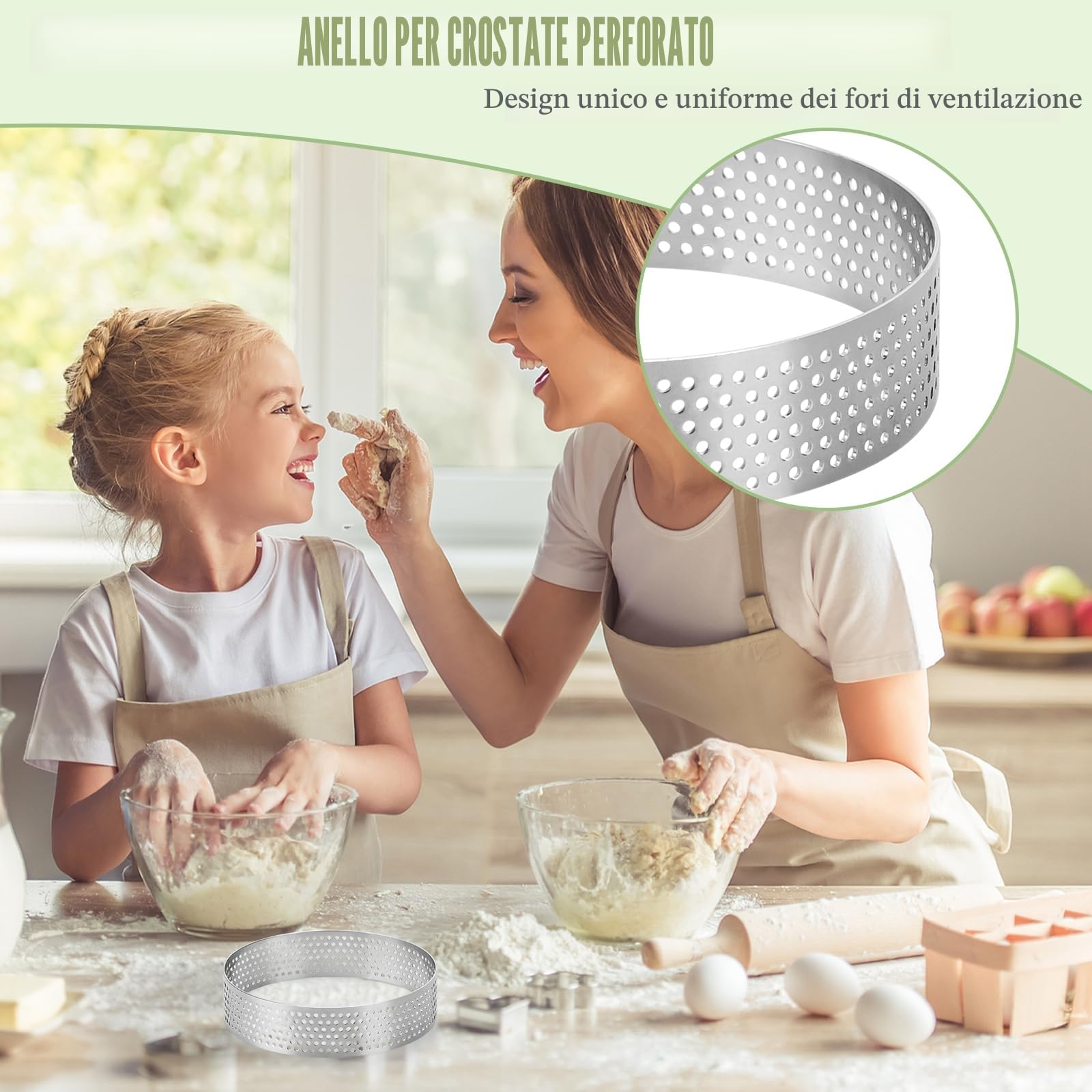 3 Pezzi Ø 10/15/20 cm Anello Microforato Crostata, Stampo Crostata Microforato in Acciaio Inox 430, Anello Traforato per Crostate Pasticceria Torte Pizze Muffin