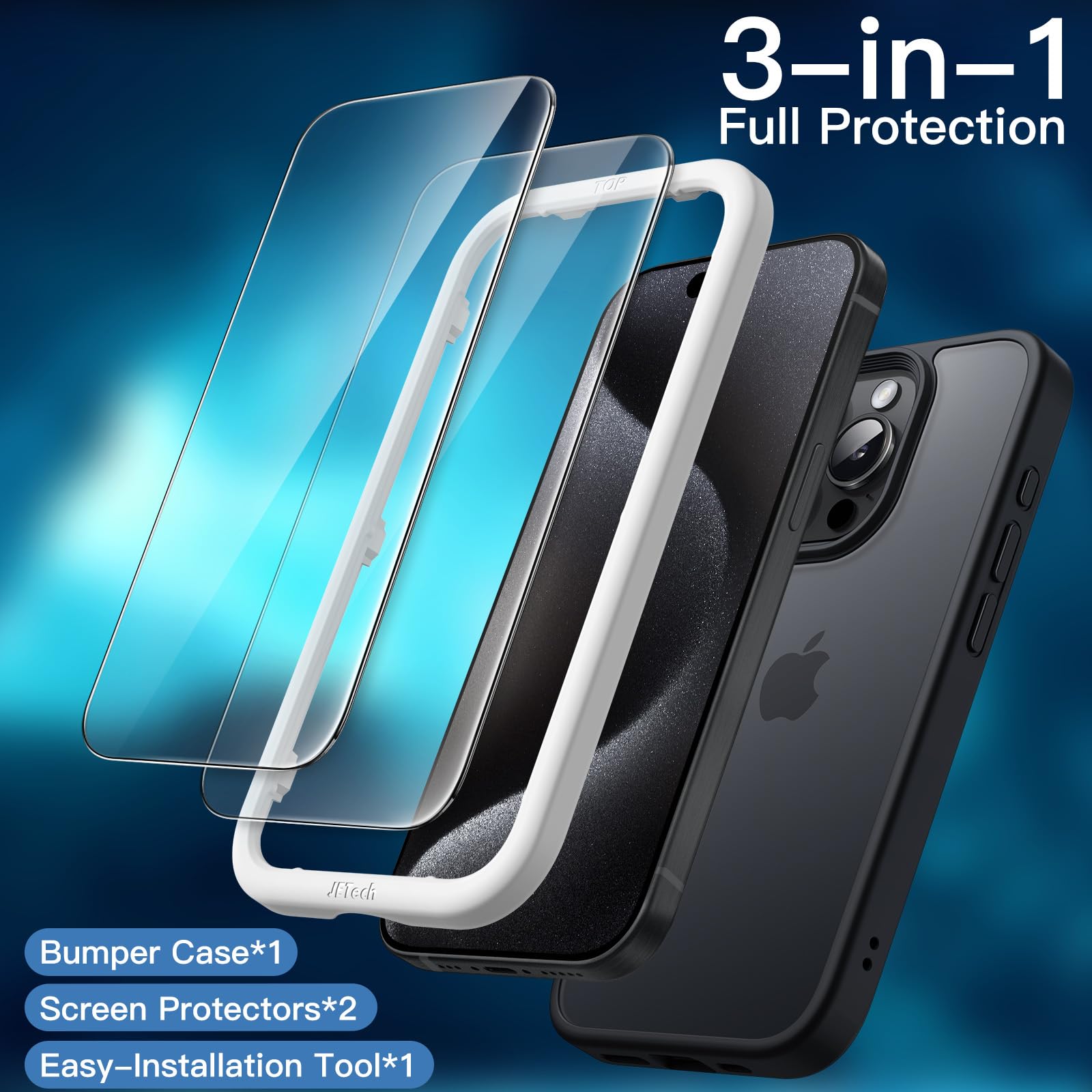 Pellicola Vetro Temperato Per IPhone 15 Pro Max 6,7" - Pacco Da 3 | Anti-Graffio E Anti-Impronte - Foto 13