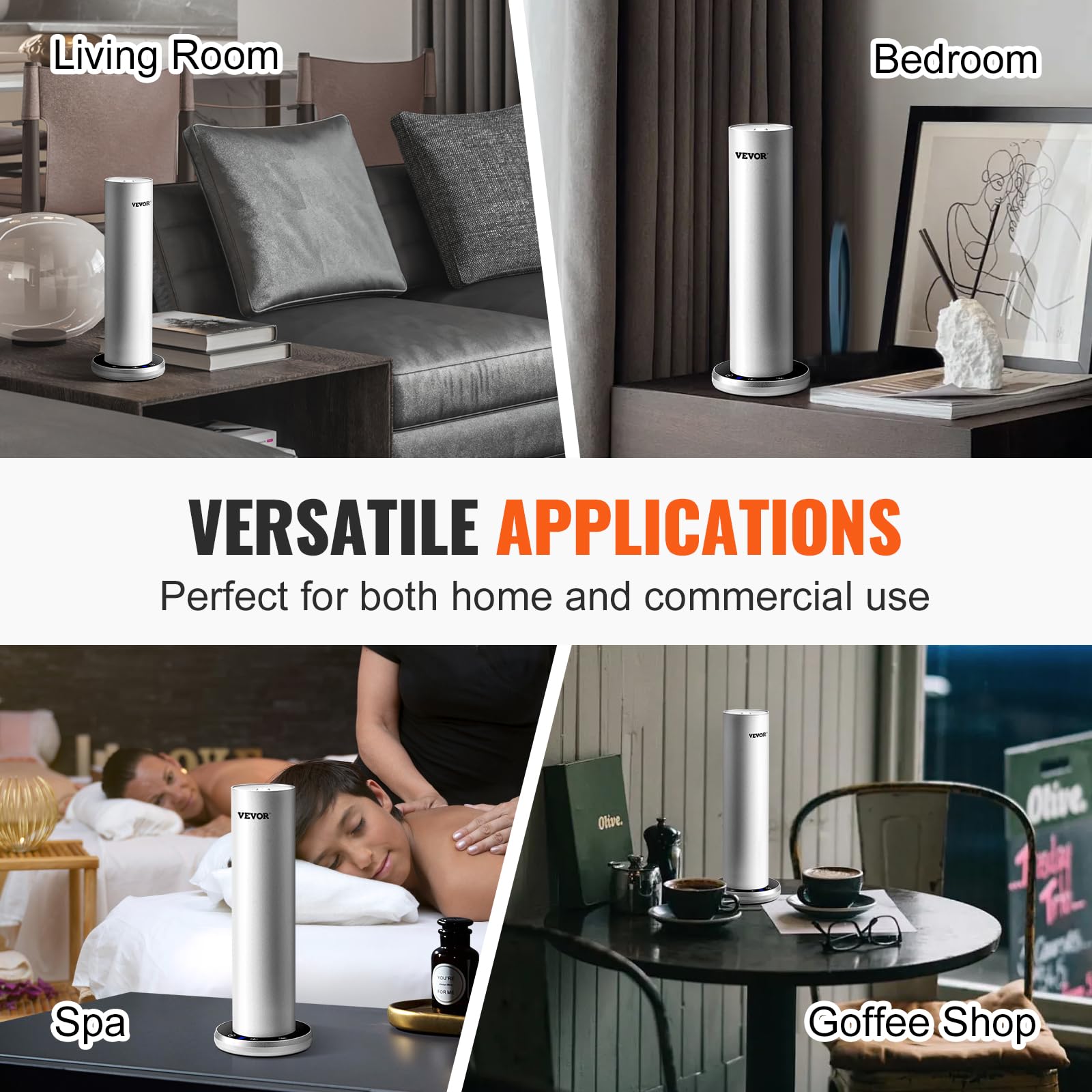 VEVOR Máquina de Aire perfumado para el hogar, Difusor de Aire frío Inteligente Bluetooth de 120 ml, Difusor de Aire perfumado con Aceite Esencial sin Agua, Máquina de aromaterapia de pie para SPA
