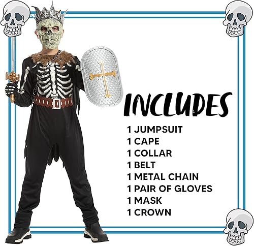 Miniatura 5 de Spooktacular Creations Disfraz de esqueleto para niños, disfraz de caballero temático oscuro para niños, fiestas de Halloween