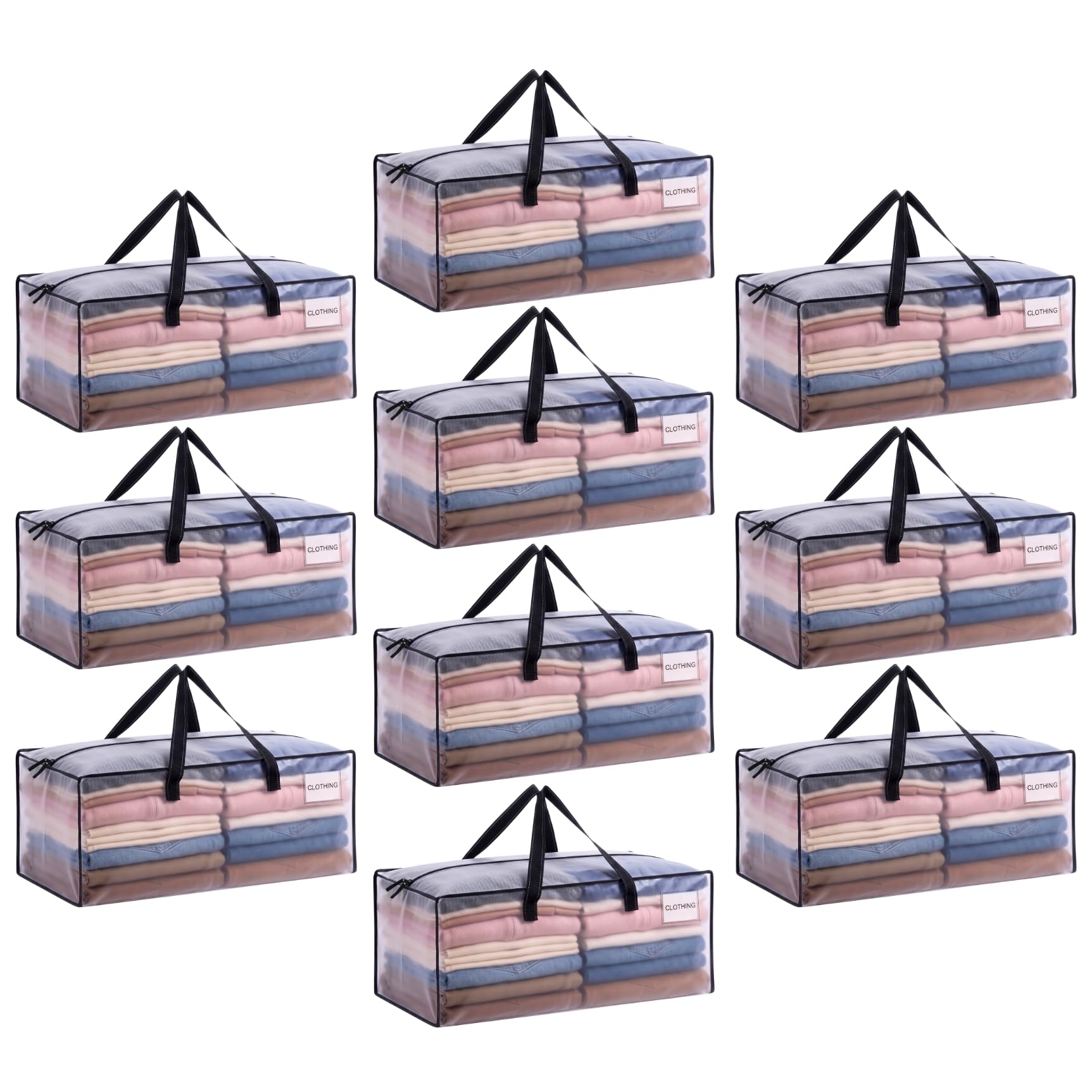 VENO Heavy Duty Moving Bags, Storage Bags, Easy Visibility, Clear, 10 Pack