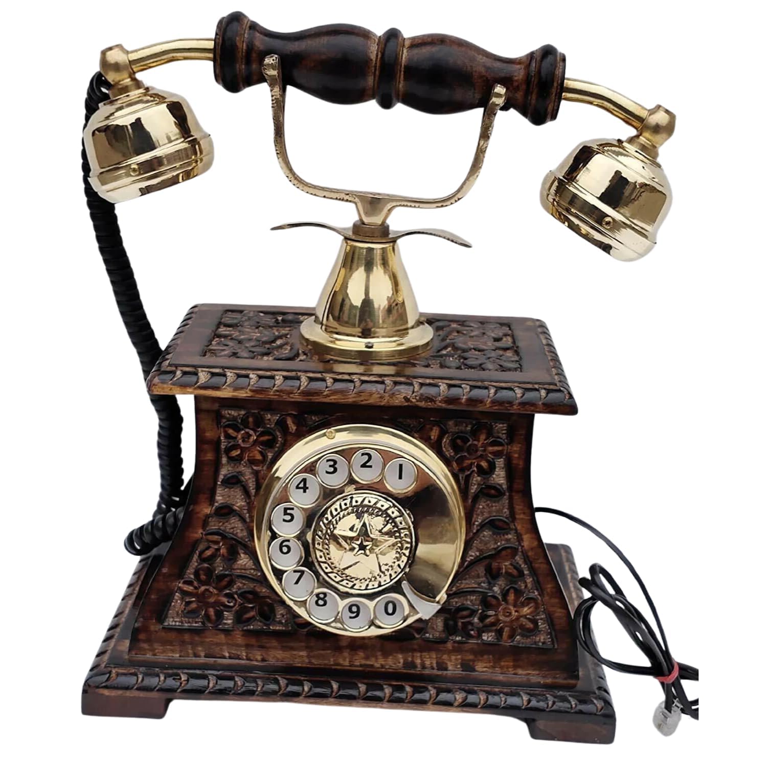 RUWAZA Art Creations Antique Vintage Telephone Set Landline Rotary Dial Telephone Working Protable Wired | Electric Corded-Brown (B0CXDMBVZS) Amazon Price History, Amazon Price Tracker