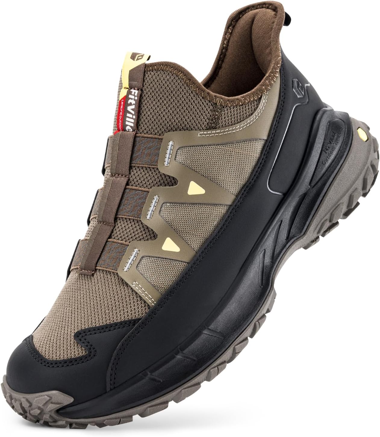 Men's Extra Wide Walking Trainers Comfortable Slip On Hiking Shoes with Arch Support, Low-Rise Trekking and Hiking Footwear for Outdoor Trekking Camping Climbing