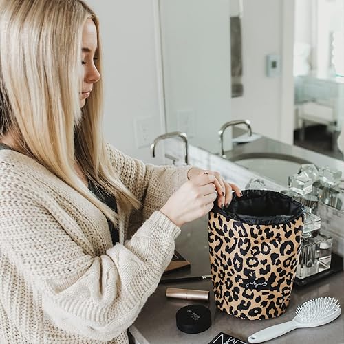 Miniatura 6 de Jadyn Cinch Top - Bolsa compacta de maquillaje de viaje y organizador de cosméticos para mujer, Leopardo, Cinch cosmético