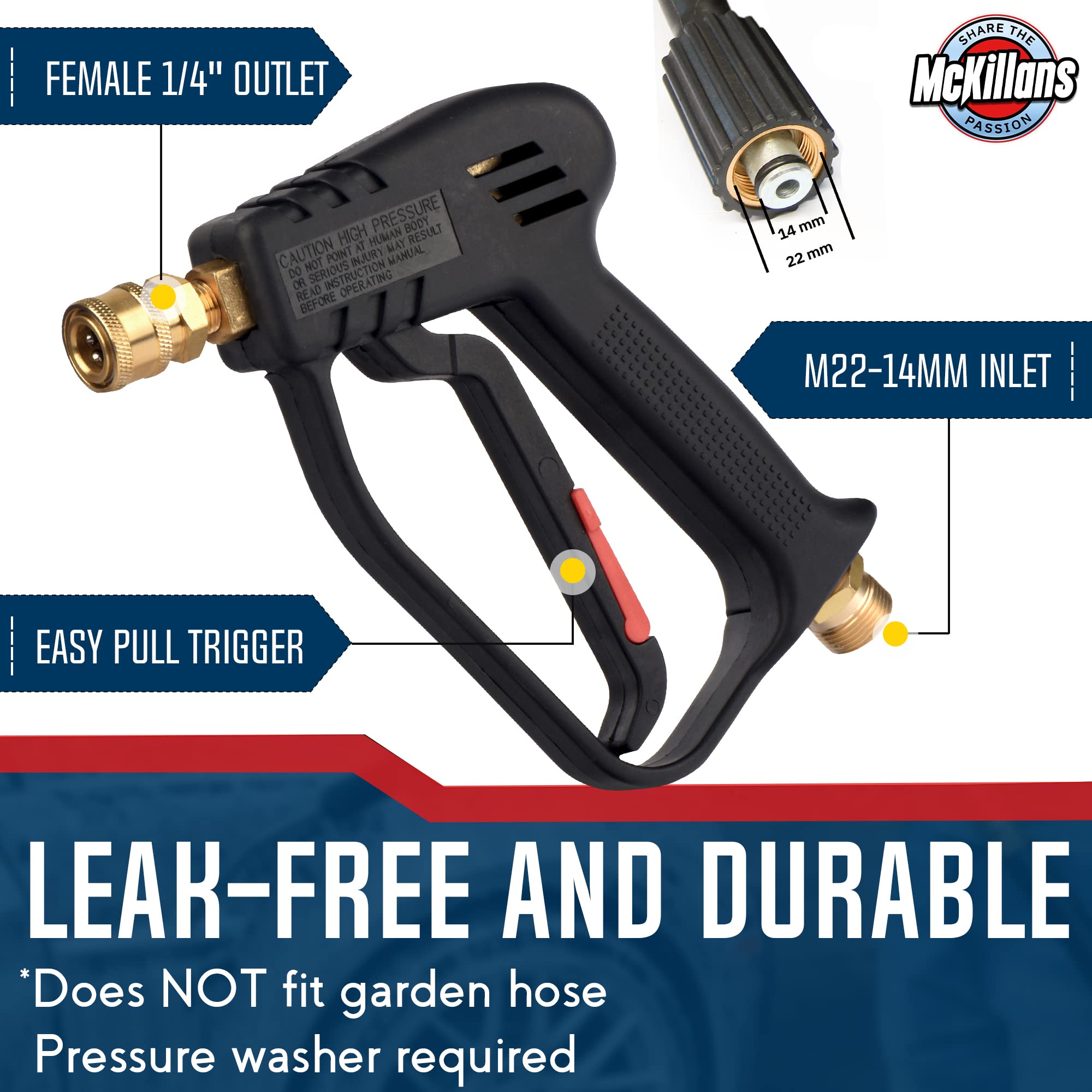 Repuesto para Pistola de Lavado a presión M22 McKillans® con extensión, Incluye acoplador de Conector rápido de 1/4 Pulgadas (6,35 mm).