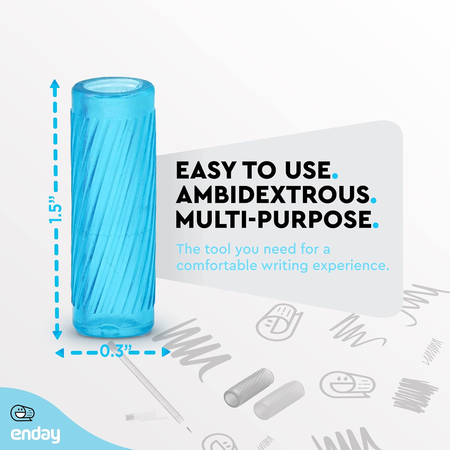 Enday 鉛筆グリップ ゲル鉛筆クッショングリップ 大人用 幼稚園&amp;幼児向け 快適な筆記用鉛筆グリッパー ブルー ピンク