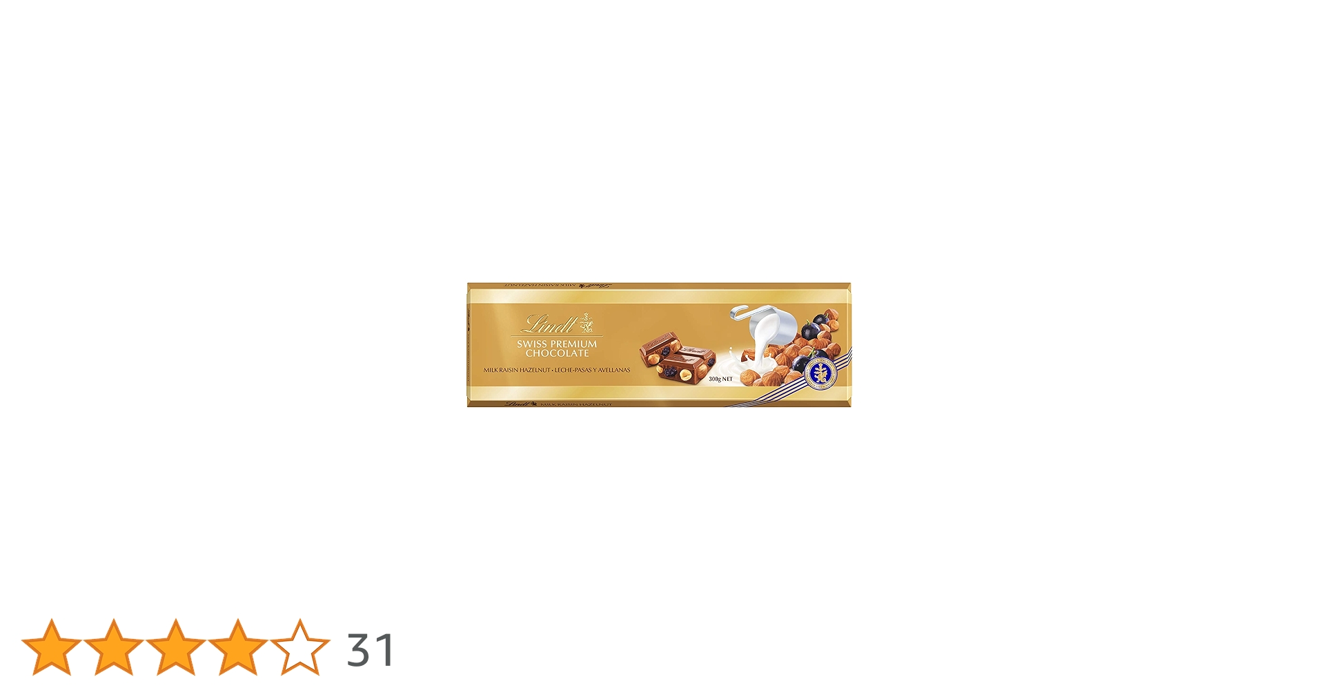 Lindt Swiss Premium Milk Chocolate - Raisins & Hazelnuts (300g