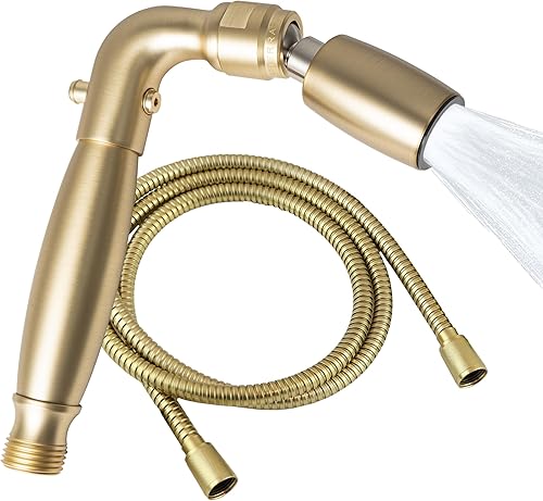 Miniatura 10 de Cabezal de ducha de mano de metal sólido de High Sierra con válvula de goteo y manguera de metal de 72 pulgadas con tubo interior de silicona. Flujo