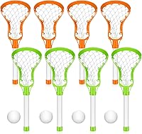 Arrowbash 4-Pack Kids Lacrosse Sticks & Balls Set - 8 Water Pool Sticks, 4 Balls, Green/Orange Outdoor Beach Game for Youth Teens Adults