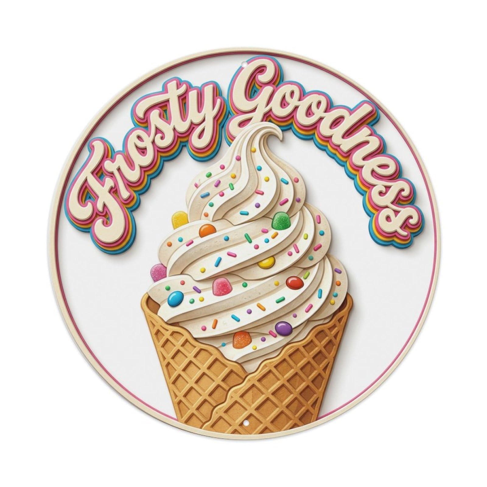 Cwbufd Vintage Style Frosty Goodness Shabby Chic Vintage Metal Tin Sign Plaque Wall Decor For Cafe, Club Bar, Office, Garden Metal Poster 8X8inch