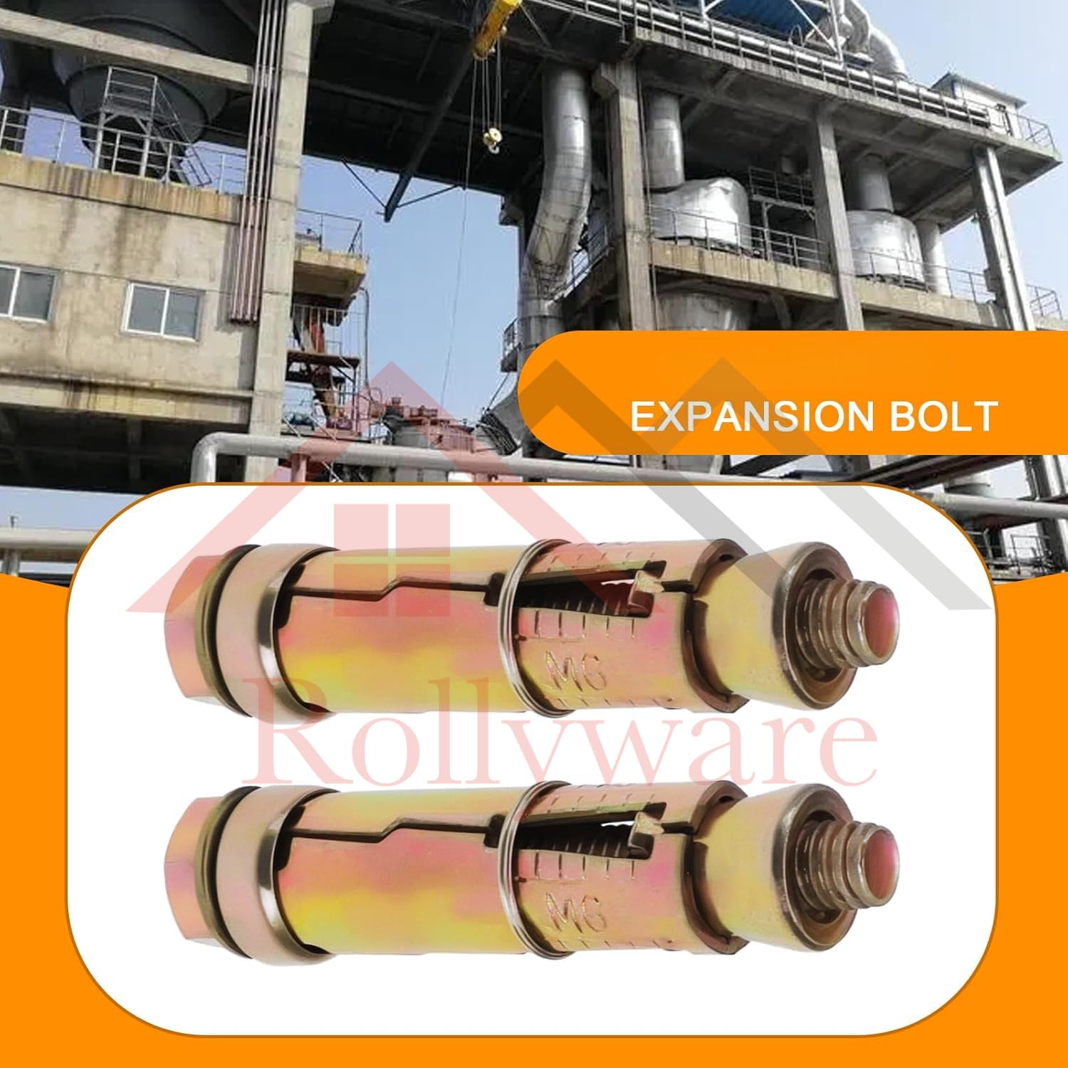 ROLLYWARE ® M6x50mm Expansion Bolts Shield Anchor Heavy-Duty Zinc Plated 12mm Diameter Anchor for Construction Home and Industrial Use Bolt Type Wall Anchor Fasteners Kit,Rust Proof (10, M6x50mm) - Image 6 thumbnail