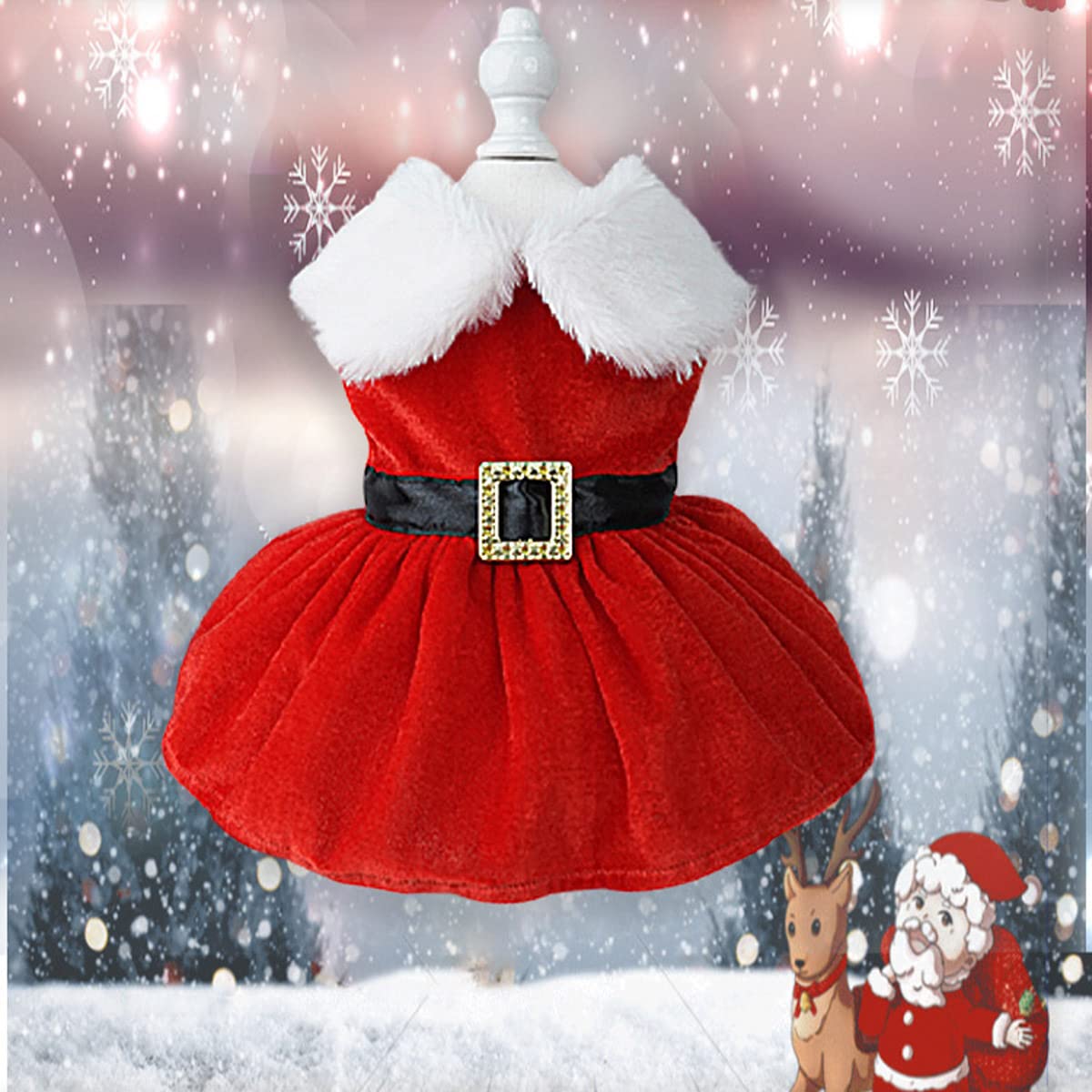 Amazon.com : Dog Christmas Costume Puppy Dress, Santa Claus Pet Clothes  Velvet Skirt Thermal Shirt Winter Coat Xmas Holiday Apparel Cute Girl  Clothing Red Dresses, Dog Outfit for Small Medium Dogs Cats (