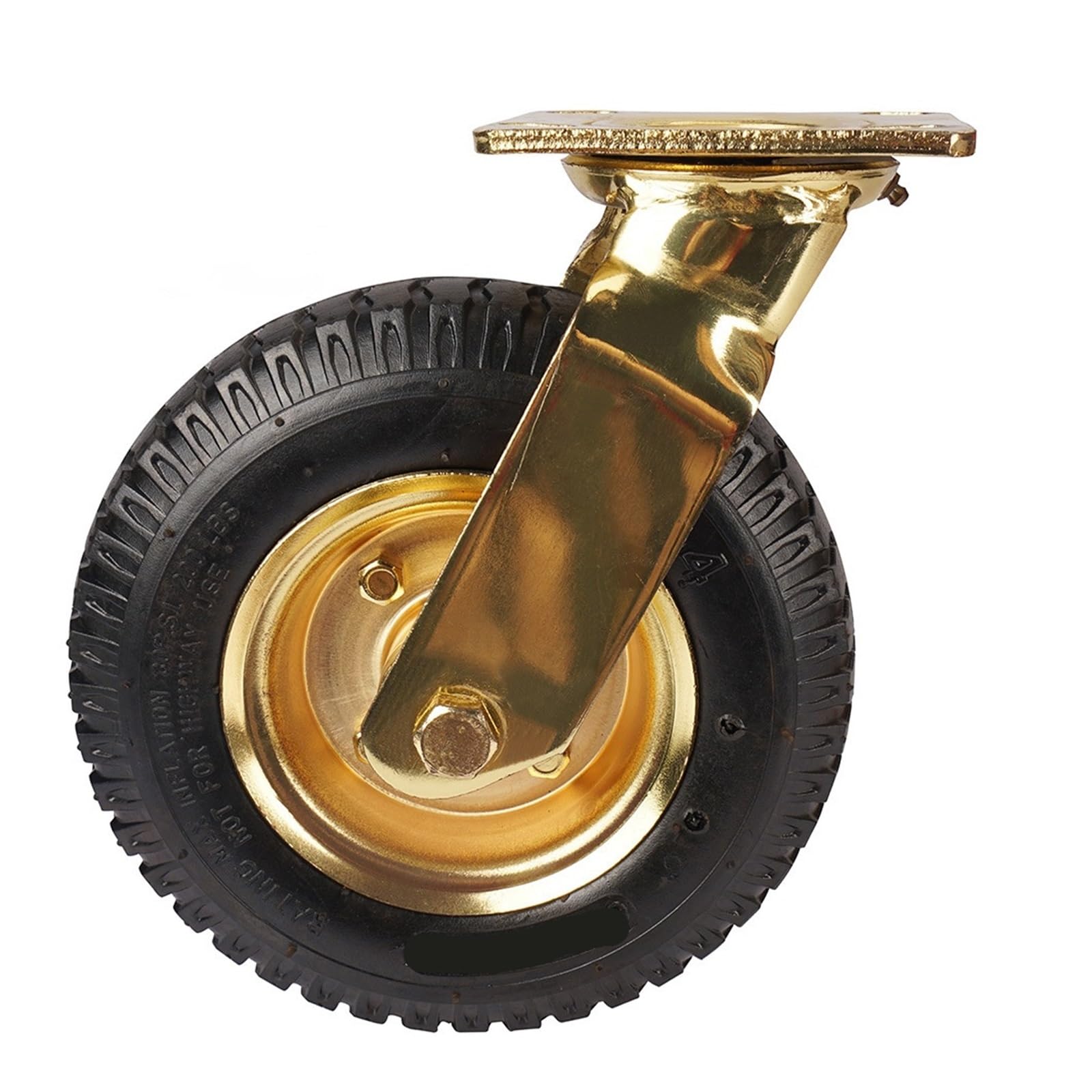MXXDMOPD 1 Piece casters 8 inches Gold Plated Pneumatic Wheels Rubber Hotel Luggage