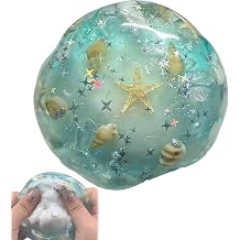 Fun Crispy Stress Ball, Wax Cracking Squishy Crunchy Squishy Stress Ball, Green Apple Scented Fidget Toy with Star Glitter for Anxiety Relief, Kids Adults Office Desk ToyBlue
