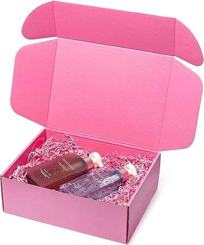 Miniatura 6 de Cajas de envío rosadas de 12 x 9 x 4 pulgadas, paquete de 20 cajas de cartón corrugado para pequeñas empresas, bonitas pestañas con bloqueo de