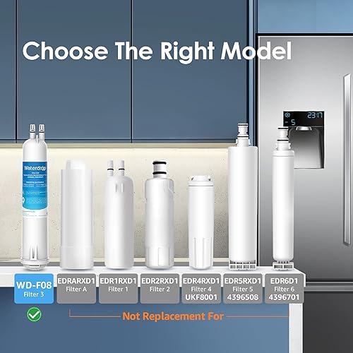 Miniatura 2 de Waterdrop 4396841 Repuesto para filtro Everydrop 3, EDR3RXD1, 4396710, Kenmore 46-9083, 46-9030, filtro de agua para refrigerador, 1 filtro