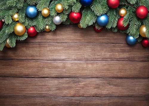 Alltten Telones de fondo de fotografía de Navidad de 7 x 5 pies, fondo de pared de madera de Navidad, granero rústico, fondo de madera vintage,