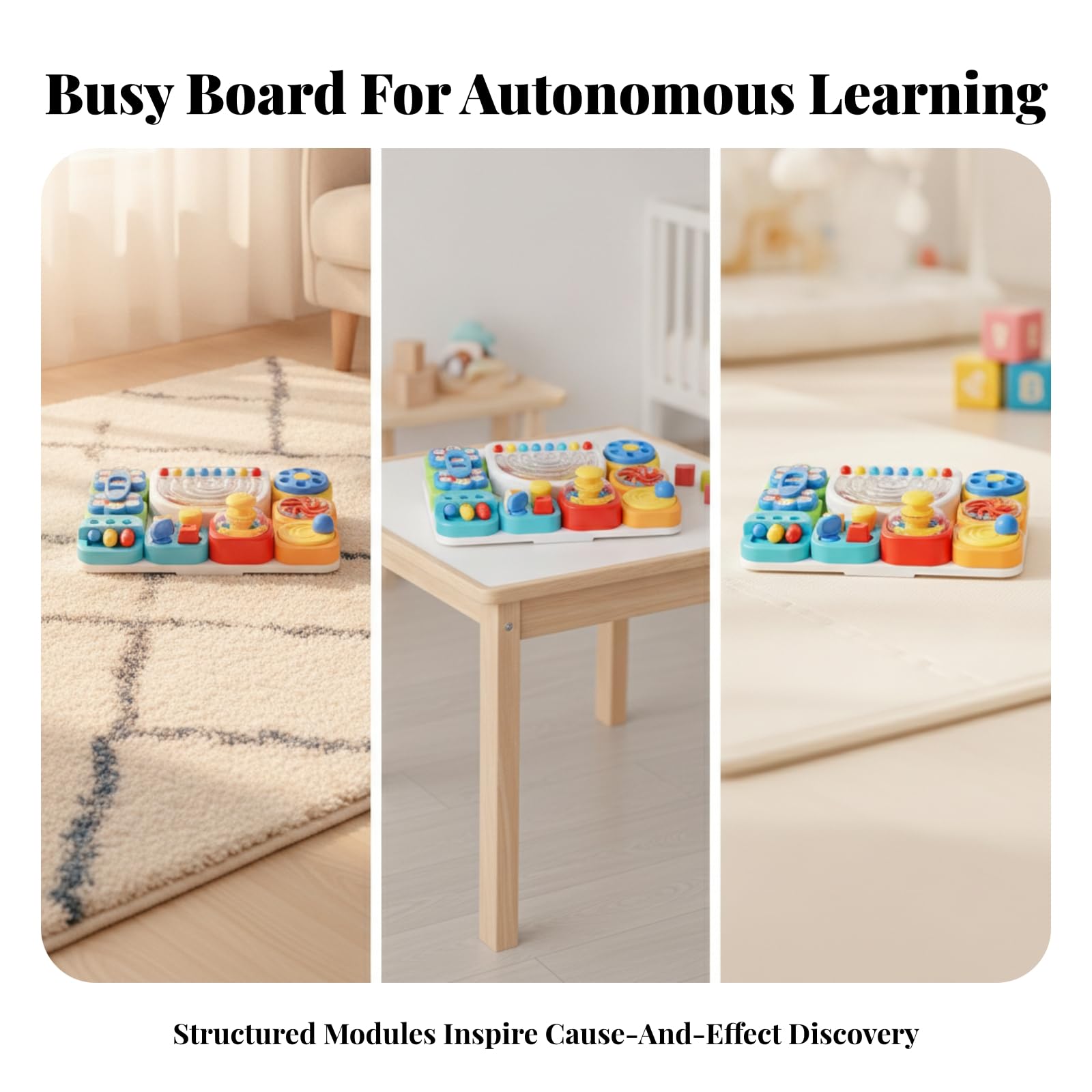 Perfeclan Children Learning Board Tablero de Aprendizaje Infantil Tablero de Actividades Sensoriales Juguete para Motricidad Ruedas y Deslizadores Material Plástico Adecuado para Juego Aula Guardería