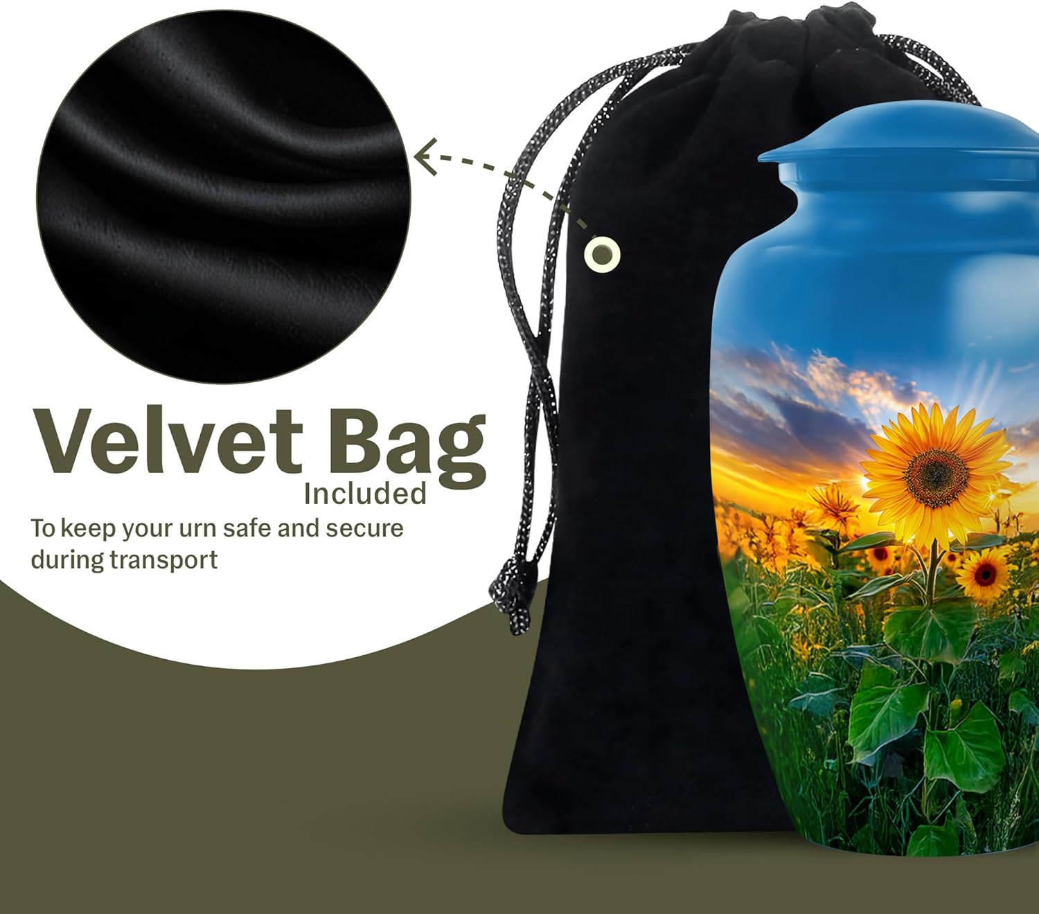 Fashionzaadi Pretty Sunflower Urn for Ashes Adult Male,1 Large Cremation urn for Ashes for Women, Cremation urns Adult Man Human Remains,Burial urns, urnas para cenizas humanas adultos