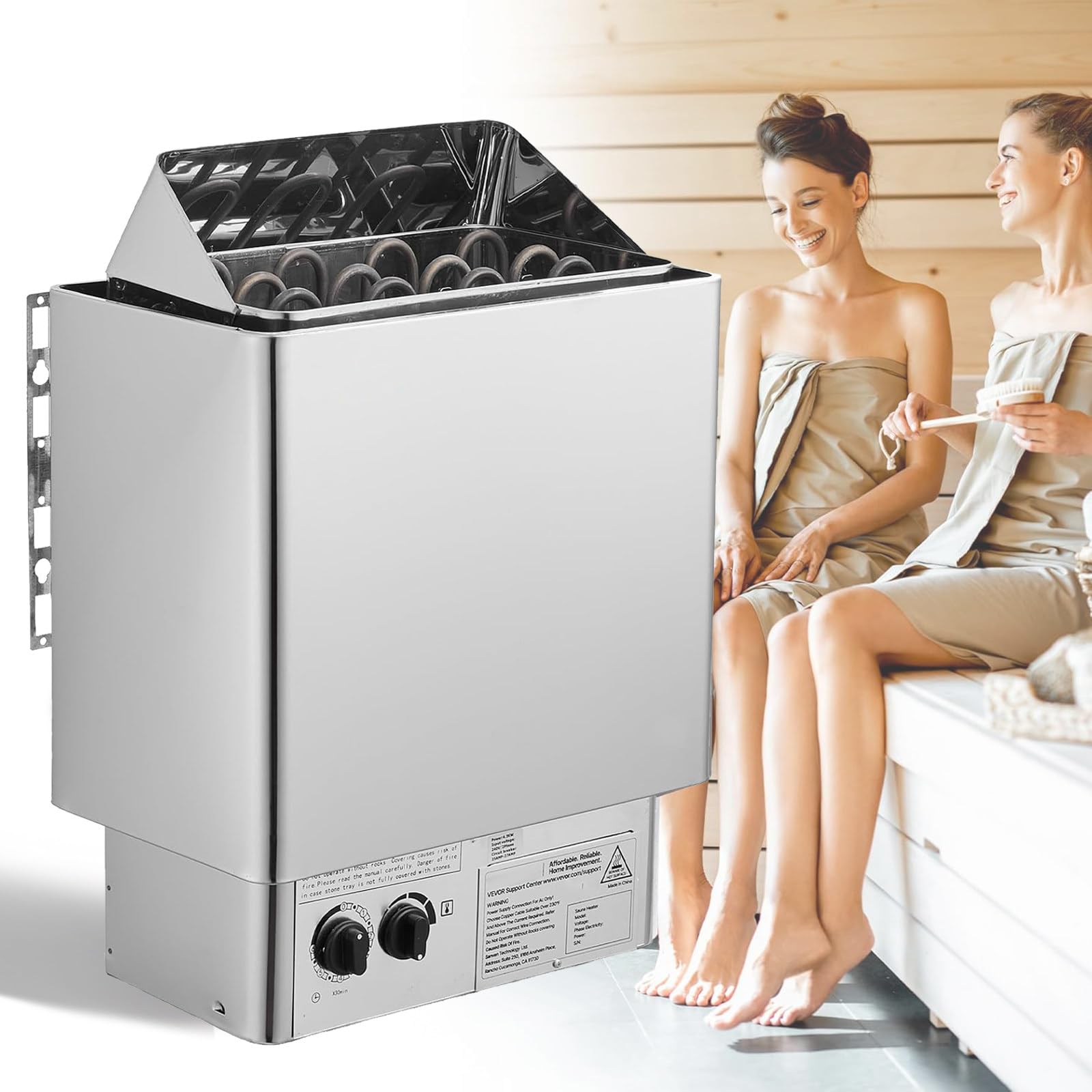 Poêle de Sauna Électrique Portable, avec Minuterie 3 h, 110℃ Max, pour Sauna 5-9 m³, avec Contrôleur, Utilisation Commerciale de Douche Spa Hôtel, Pierres Non Incluses 6KW