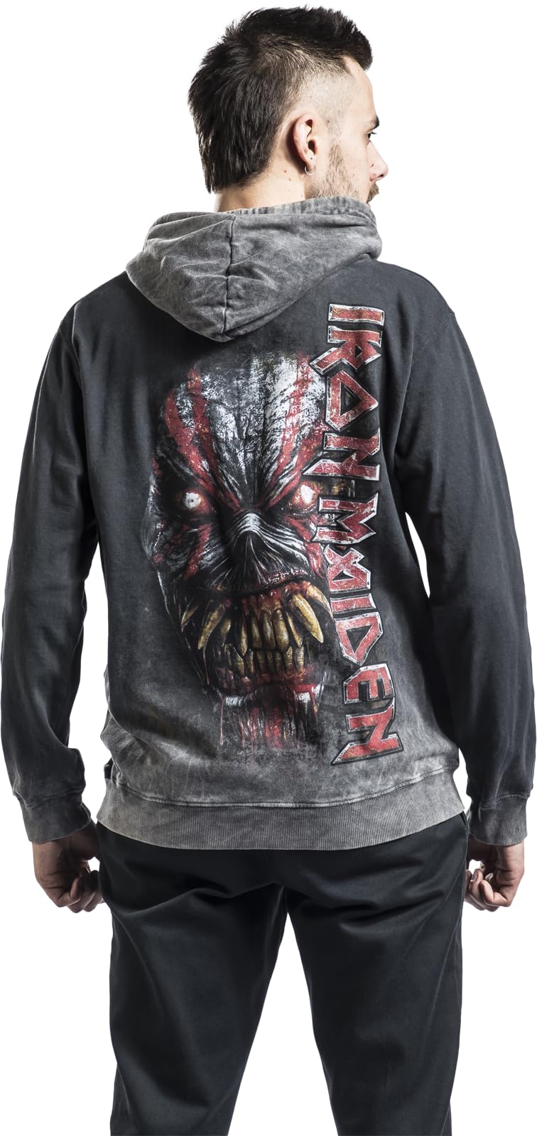 Iron Maiden Hombre Sudadera con Capucha Gris 100% algodón Regular