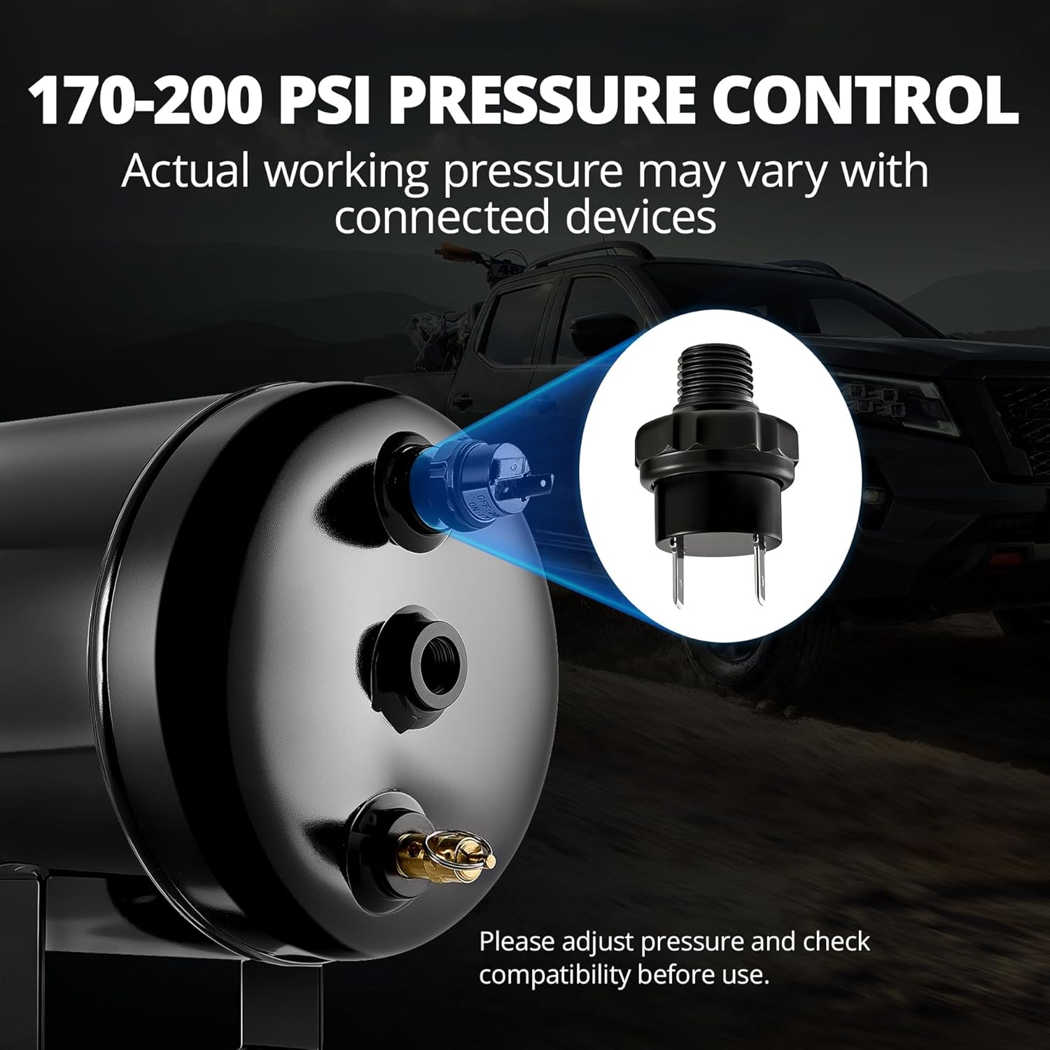 EVIL ENERGY Air Tank 4 Gallon Kit 7 Ports 1/4" NPT 200PSI Rated for Truck, DIY Pneumatic Tools, Car, Inflating Tires, Air Horn, Suspension Systems, Air Ride, Tires, Train Horn