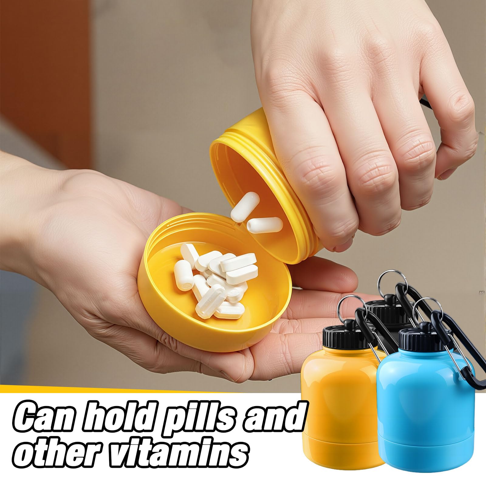 3 Piezas Porta Proteine, 200ml Porta Proteine in Polvere Ontenitore per Proteine Funnel con Moschettone per il Trasporto di Medicinali,Polvere Proteica,Pillole
