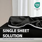 Cathay Home Luxury 1 Piece Fitted Sheet, Ultra Soft, Wrinkle & Fade Resistant, 14 Inch Deep Pocket, Double Brushed Feel, All Season Comfort, Easy Care Bedding (Double Size, Black)